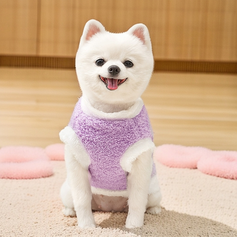 Personalized Leather Patch Lovely Pet Soft Plush Vest | BKPet216