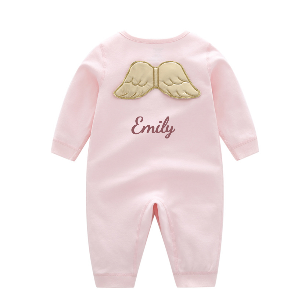 Personalized Baby Angel Wings Long Sleeve Romper | CWBaby120
