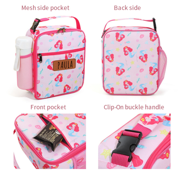 Personalized Leather Patch Kids Cute Lunch Bag