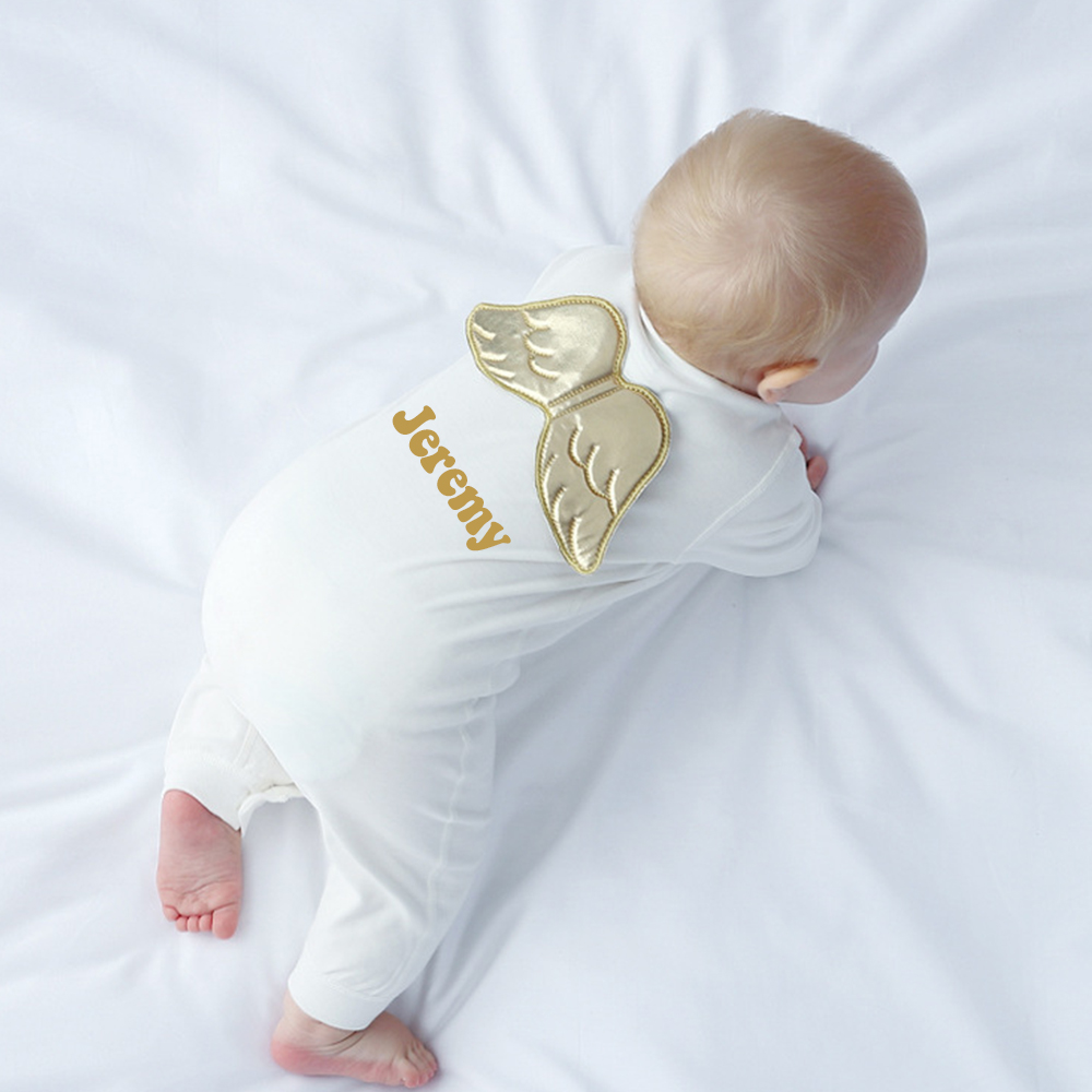 Personalized Baby Angel Wings Long Sleeve Romper | CWBaby120