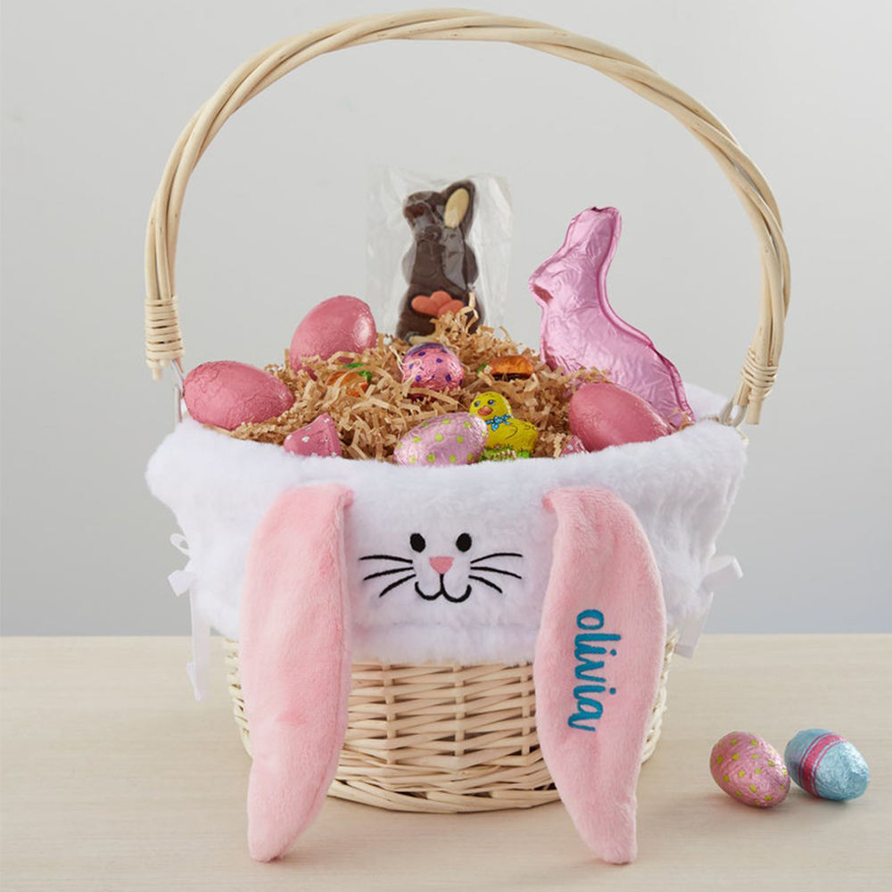 Personalized Embroidered Easter Bunny Basket Liner (Not Include Basket) | CWEaster86