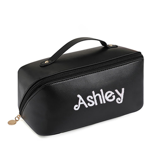 Personalized Embroidered Leather Travel Makeup Bag | CWPack298
