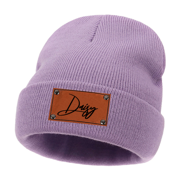 Personalized Leather Patch Kid & Adult Color Beanies for Comfort & Unique | HSKid23