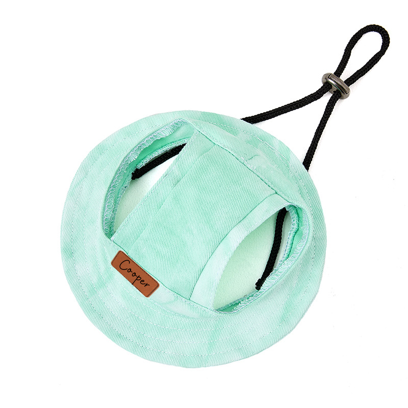 Personalized Leather Patch Pet Sun Hat with Ear Holes | BKPet68