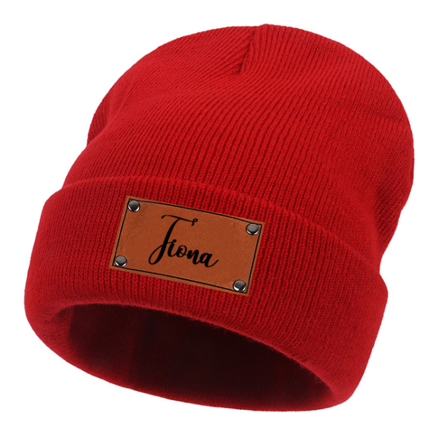 Personalized Leather Patch Kid & Adult Color Beanies for Comfort & Unique | HSKid23