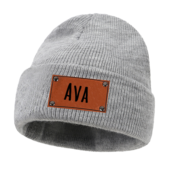 Personalized Leather Patch Kid & Adult Color Beanies for Comfort & Unique | HSKid23