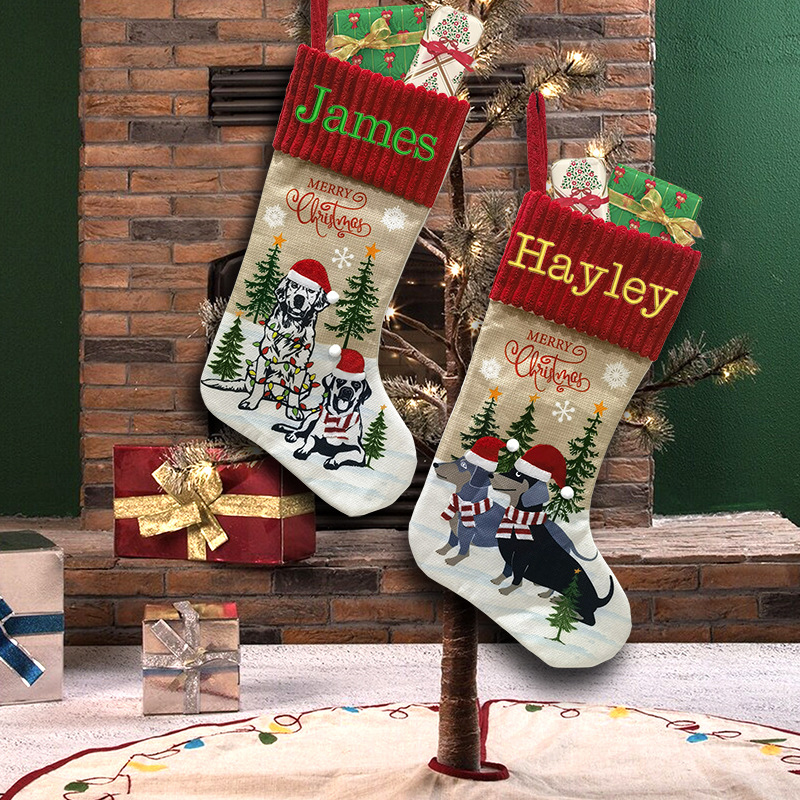 Personalized Embroidered Puppy Christmas Stocking | MCGift45