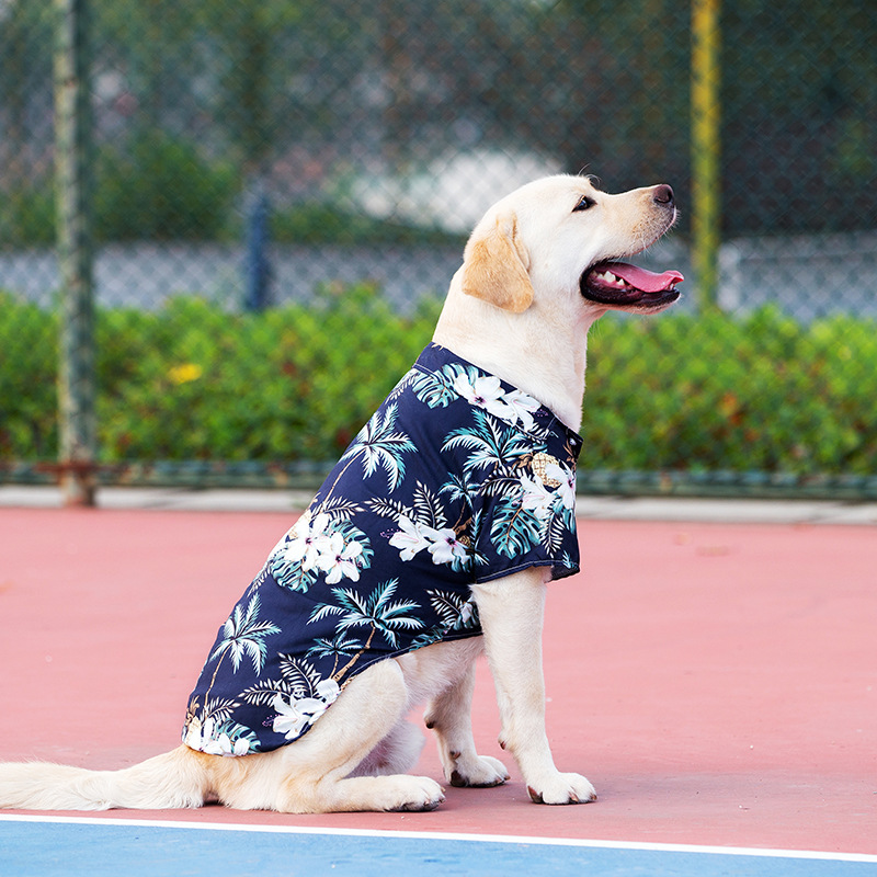 Personalized Leather Patch Hawaiian Pet Shirt | BKPet51