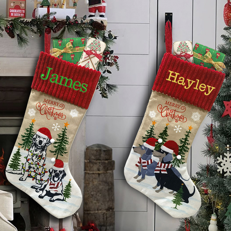 Personalized Embroidered Puppy Christmas Stocking | MCGift45