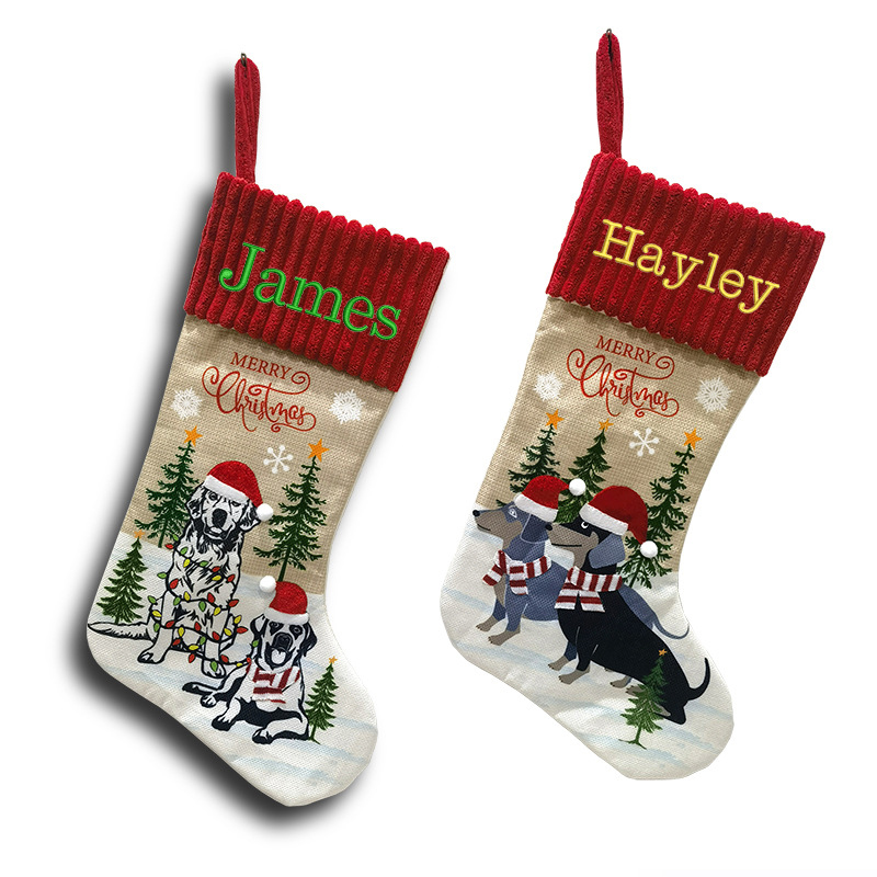 Personalized Embroidered Puppy Christmas Stocking | MCGift45