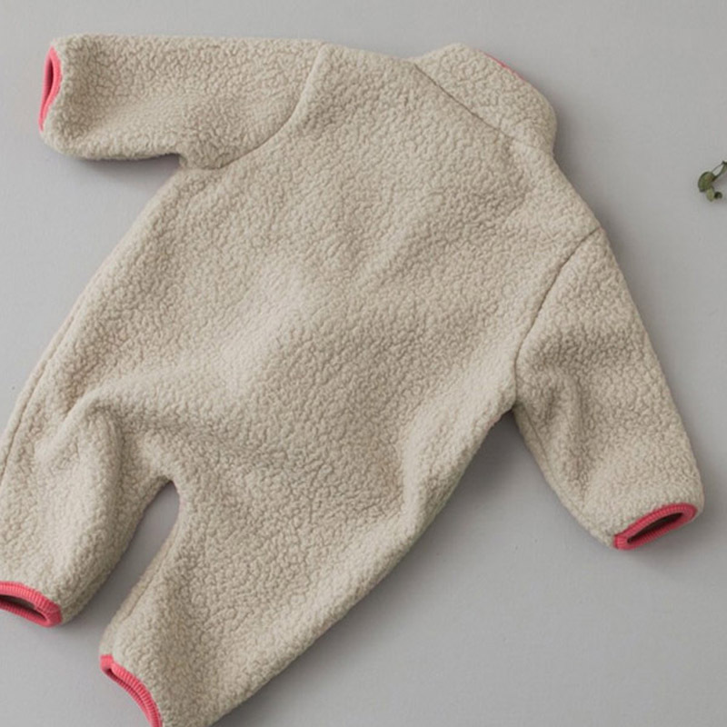 Personalized Leather Patch Baby Soft Sherpa Jumpsuit | CWBaby290