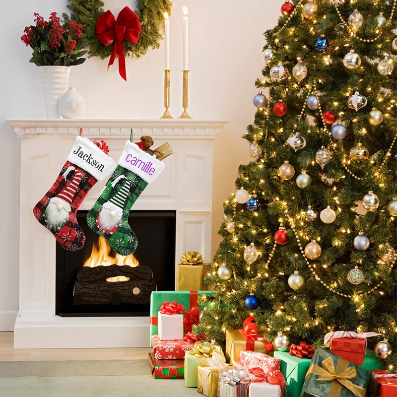 Personalized Embroidered Gnomes Christmas Stocking | MCGift46