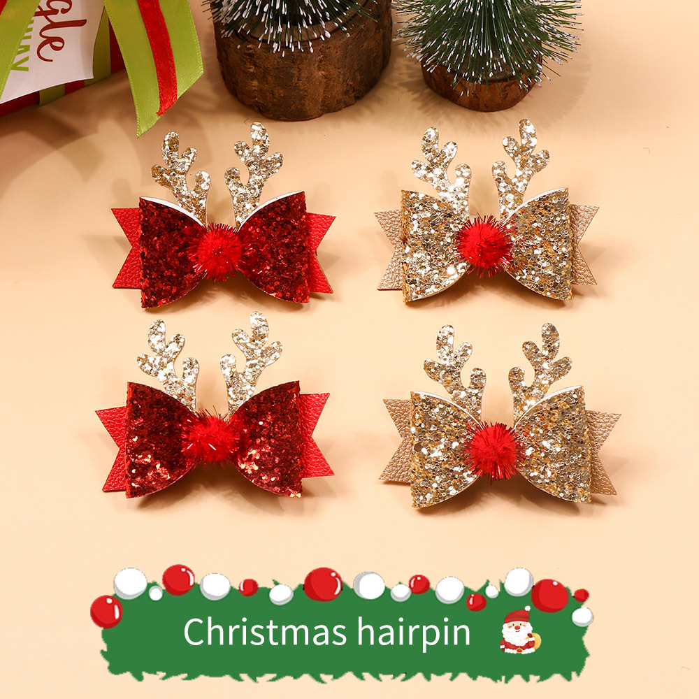 Personalized Christmas Glitter Reindeer Hairpin | MCGift223