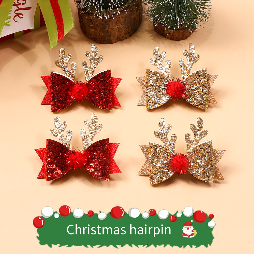Personalized Christmas Glitter Reindeer Hairpin | MCGift223