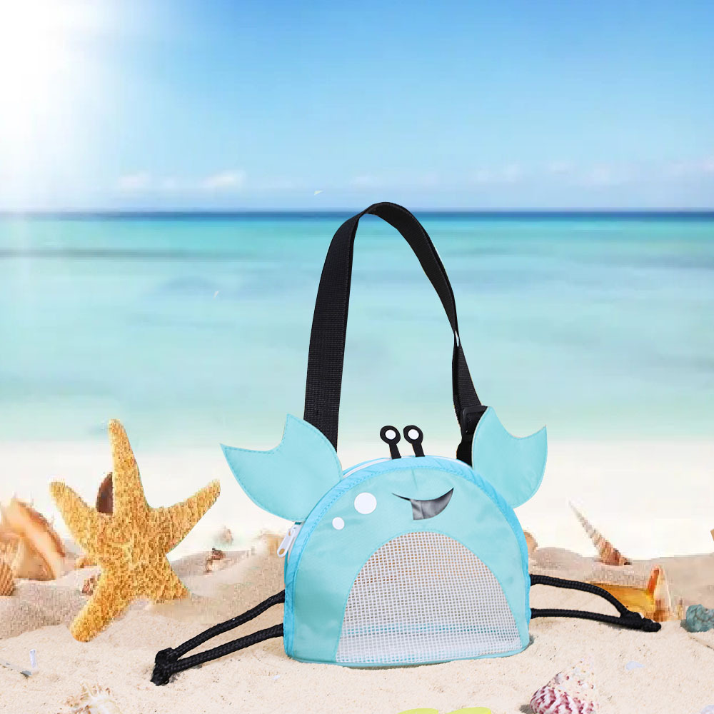 Personalized Crab Seashell Zipper Mesh Beach Bag | CWBeach90