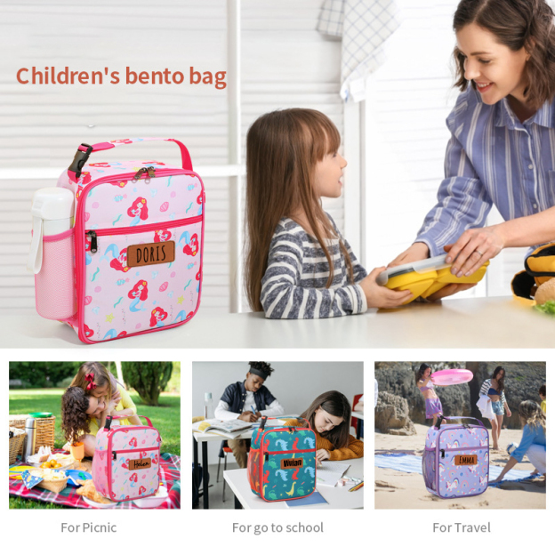 Personalized Leather Patch Kids Cute Lunch Bag