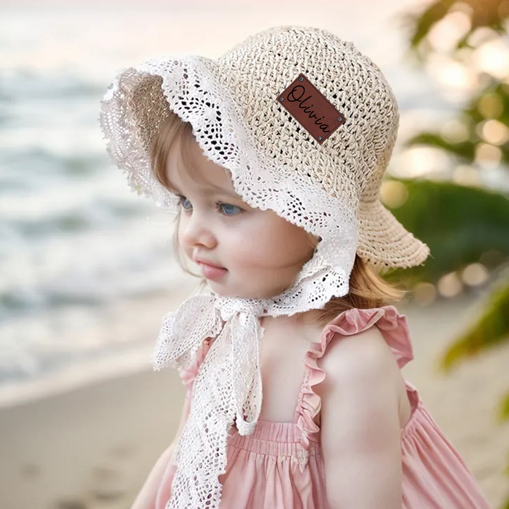 Personalized Summer Leather Patch Straw Hat for Comfort & Unique | CWBeach55