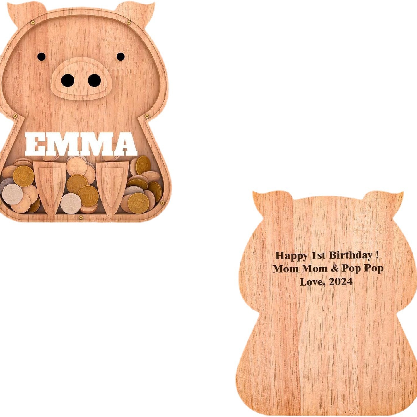 Personalized Kids Wooden Piggy Bank | CWToy66