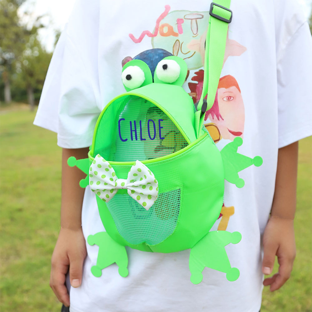 Personalized Kids Cute Frog Beach Tote Bag | CWBeach167