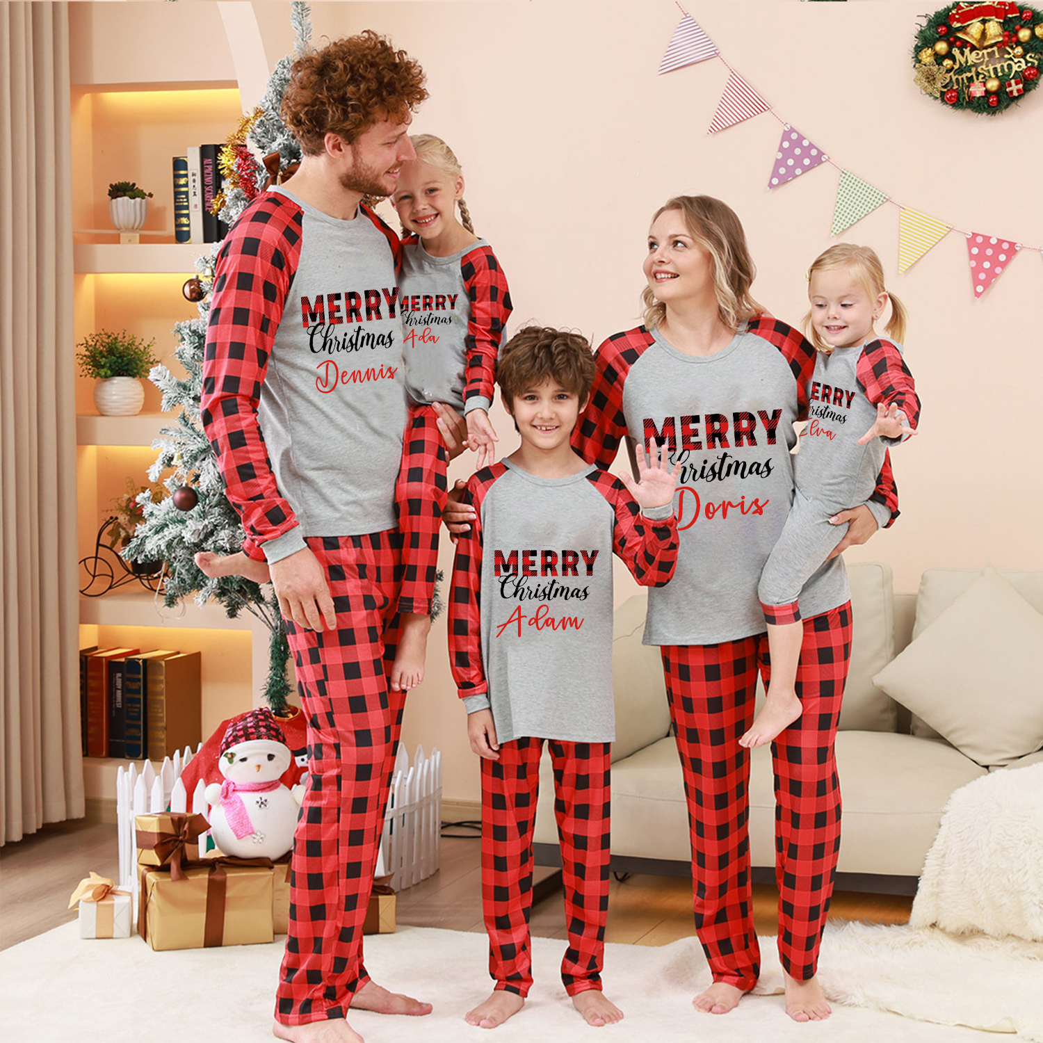 Personalized Matching Family Christmas Pajamas Set | CWFamily07