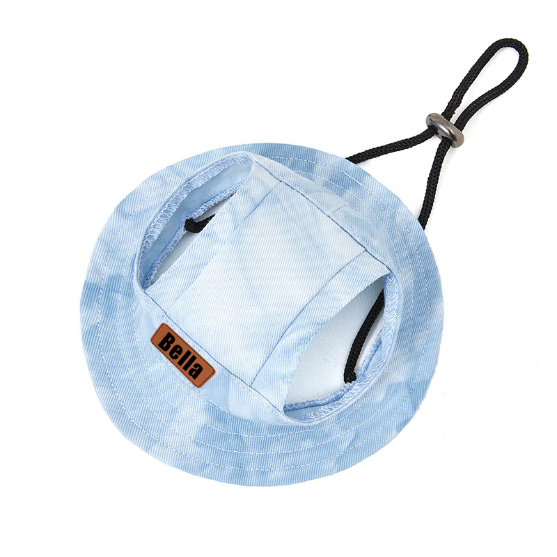 Personalized Leather Patch Pet Sun Hat with Ear Holes | BKPet68