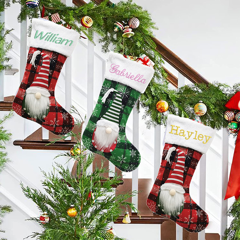 Personalized Embroidered Gnomes Christmas Stocking | MCGift46