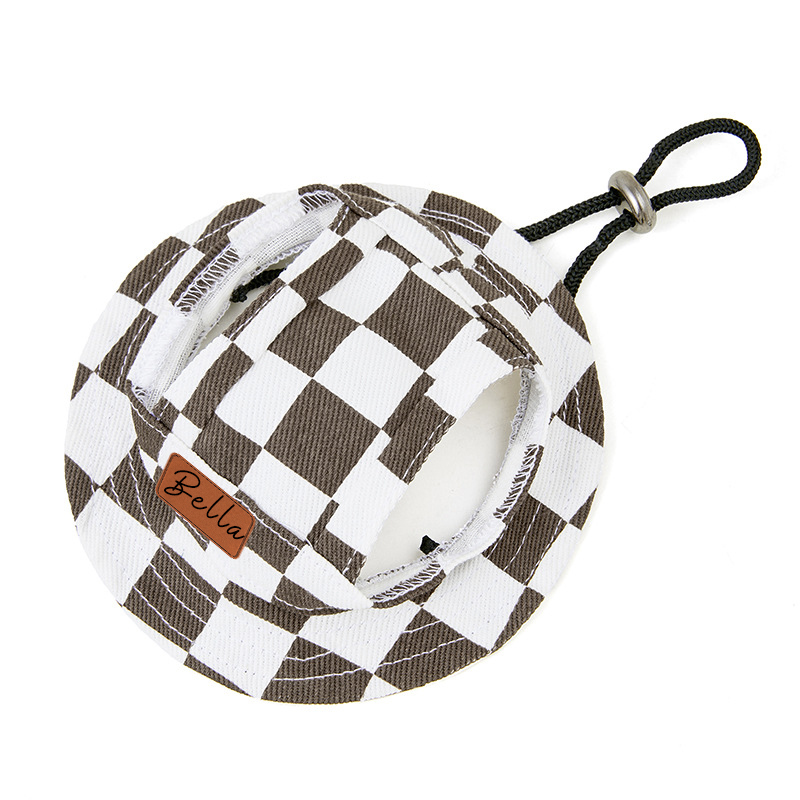 Personalized Leather Patch Pet Sun Hat with Ear Holes | BKPet67