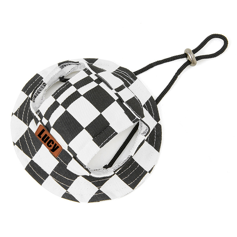 Personalized Leather Patch Pet Sun Hat with Ear Holes | BKPet67