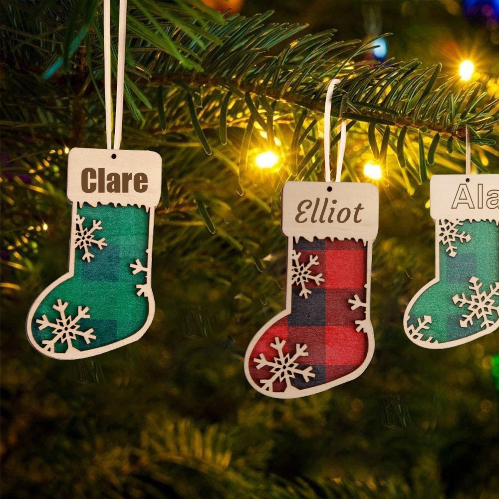 Personalized Wooden Christmas Stocking Ornaments | MCGift44