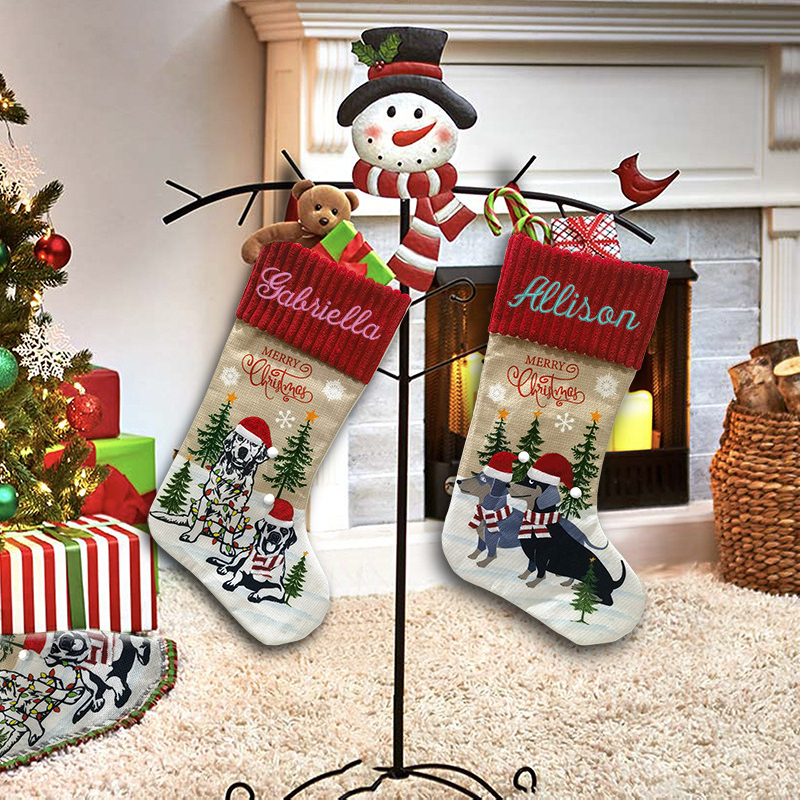 Personalized Embroidered Puppy Christmas Stocking | MCGift45