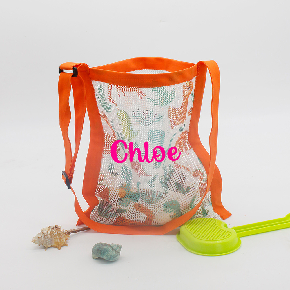Personalized Seashell Mesh Adjustable Beach Bag | CWBeach168