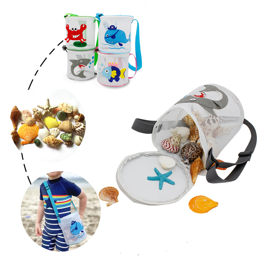 Personalized Embroidery Ocean Seashell Zipper Mesh Beach Bucket | CWBeach115