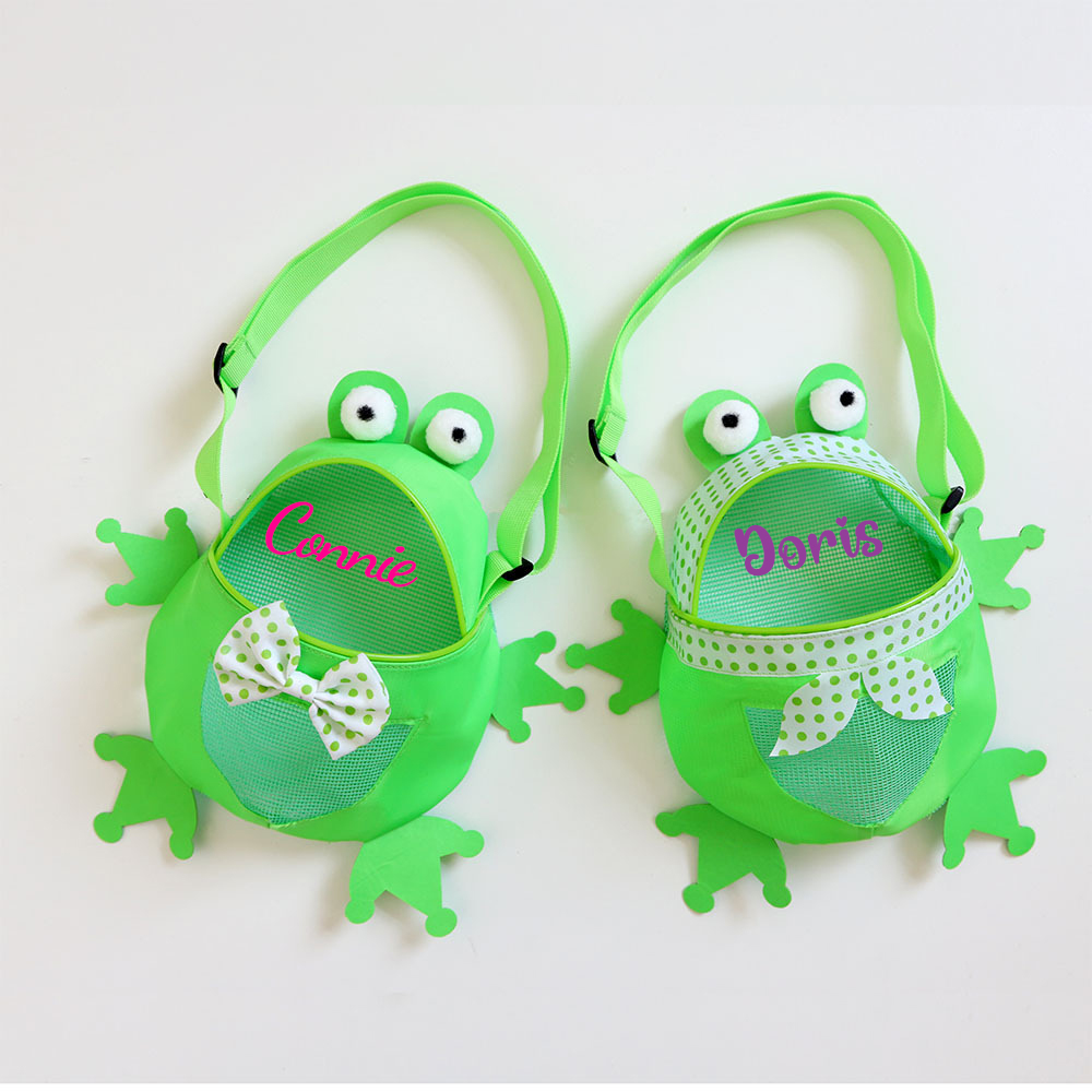Personalized Kids Cute Frog Beach Tote Bag | CWBeach167