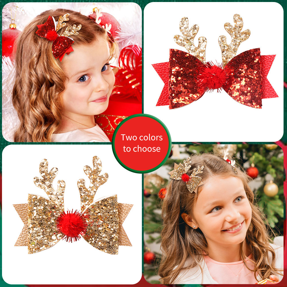 Personalized Christmas Glitter Reindeer Hairpin | MCGift223