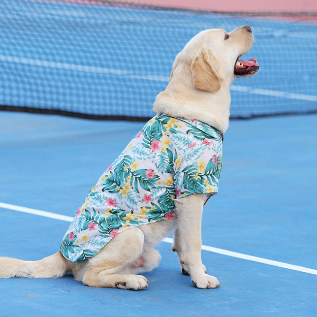 Personalized Leather Patch Hawaiian Pet Shirt | BKPet51