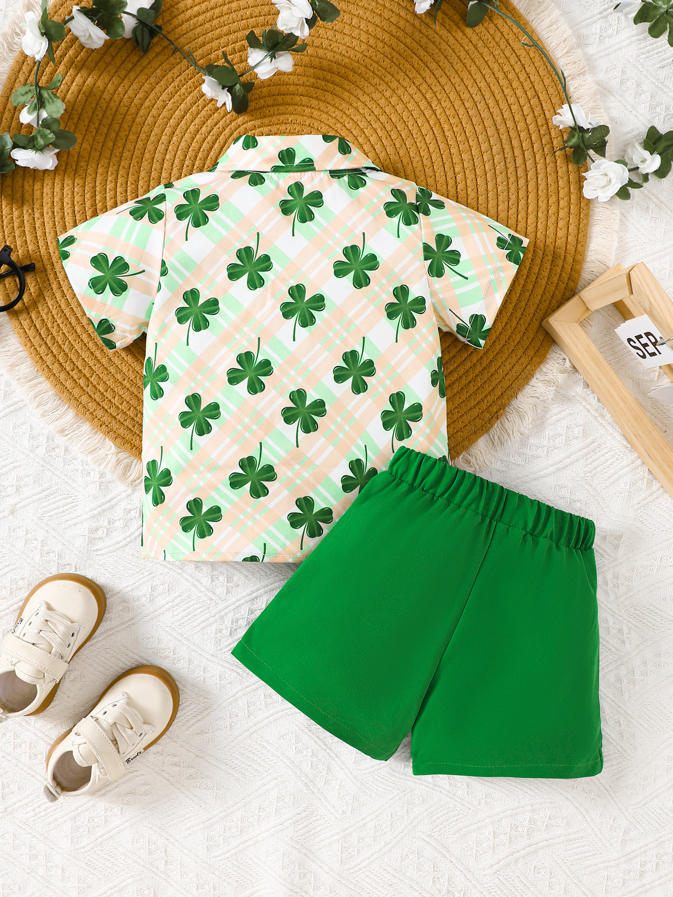 Personalized Baby Boy St. Patrick's Day Clover Shirt Outfit Set | CWBaby175