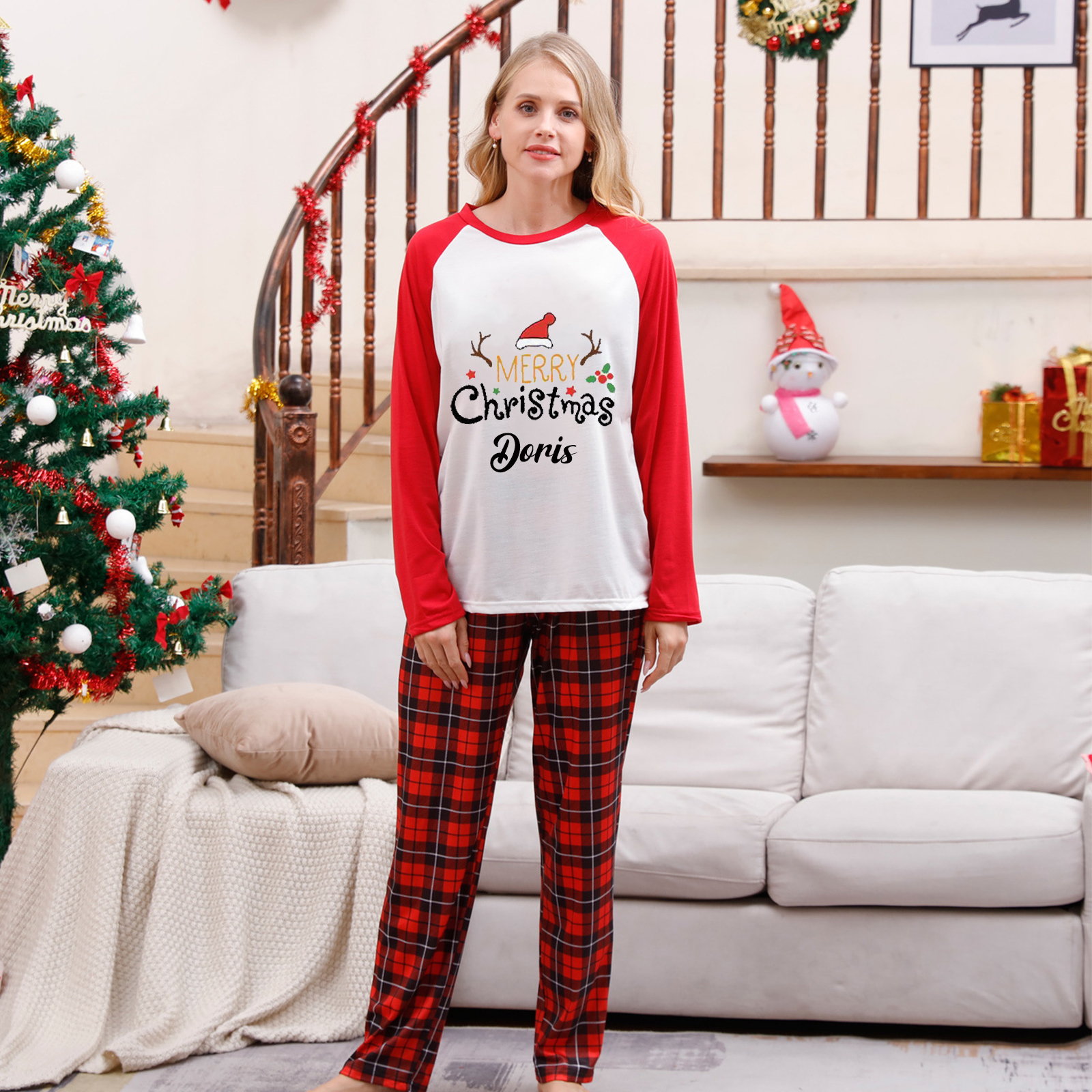Personalized Matching Family Christmas Pajamas Set | CWFamily08