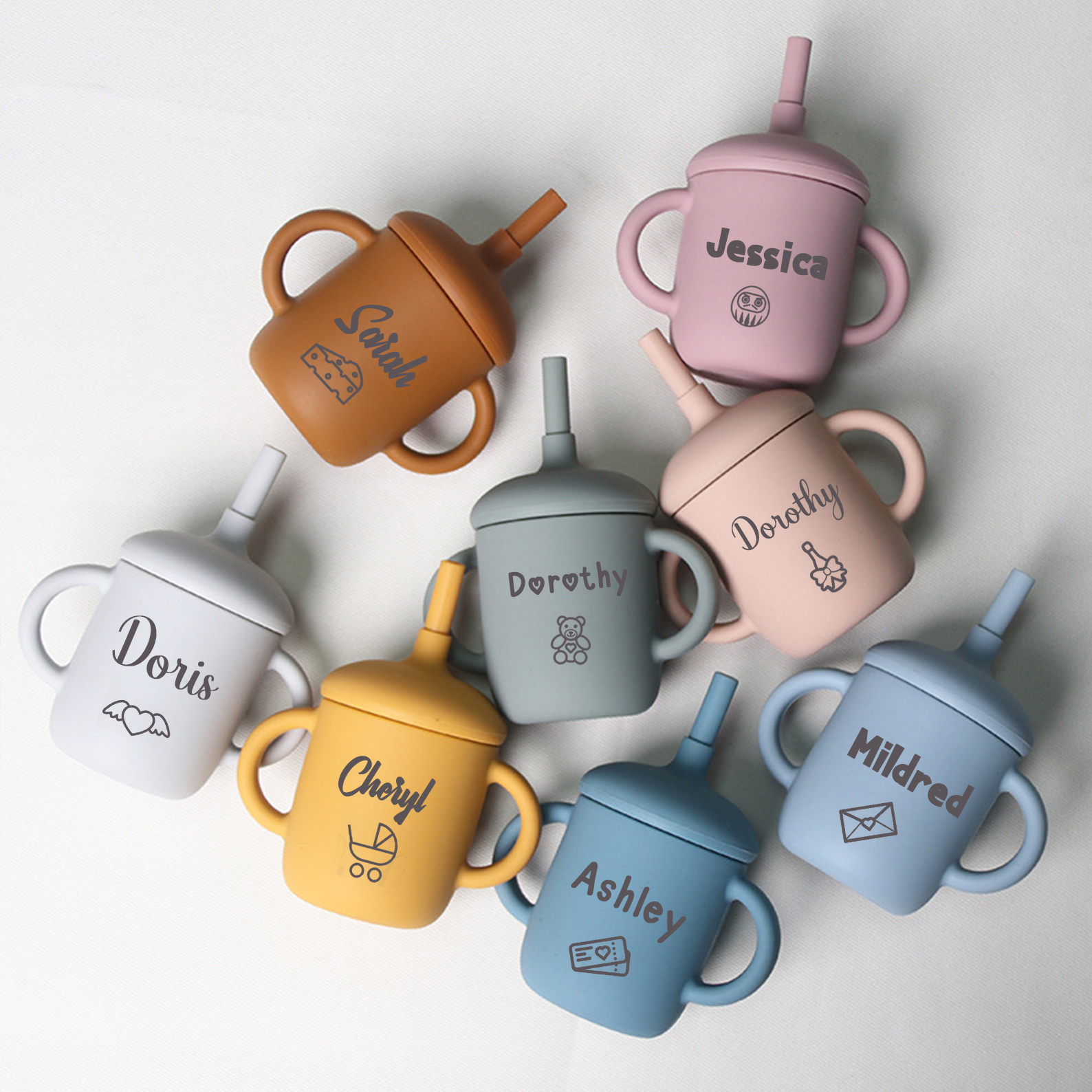 Personalised Baby Food Grade Sippy Silicone Cup  | CWBaby54