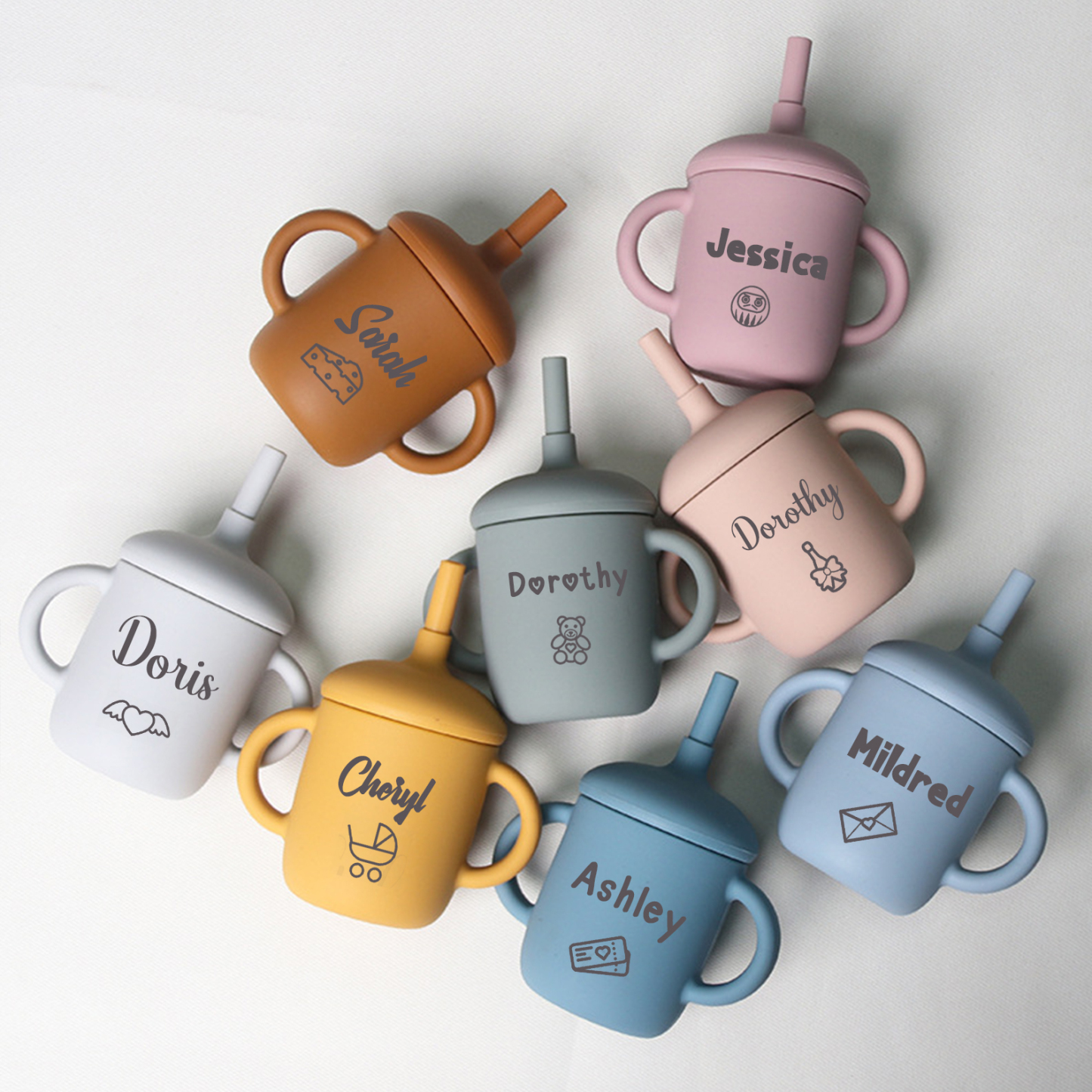 Personalised Baby Food Grade Sippy Silicone Cup  | CWBaby54