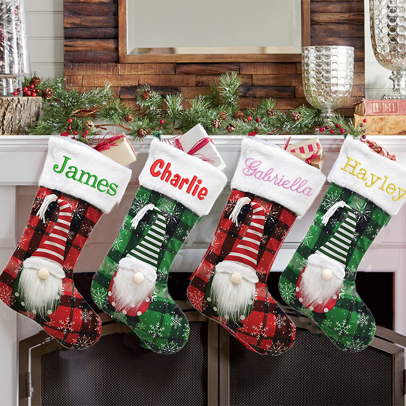 Personalized Embroidered Gnomes Christmas Stocking | MCGift46