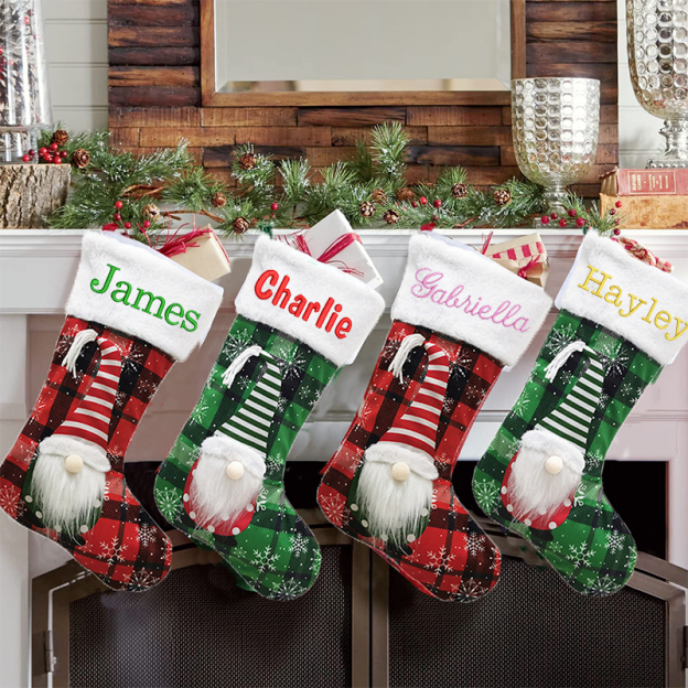 Personalized Embroidered Gnomes Christmas Stocking | MCGift46