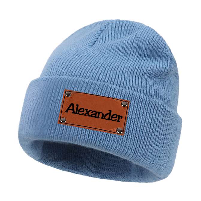 Personalized Leather Patch Kid & Adult Color Beanies for Comfort & Unique | HSKid23
