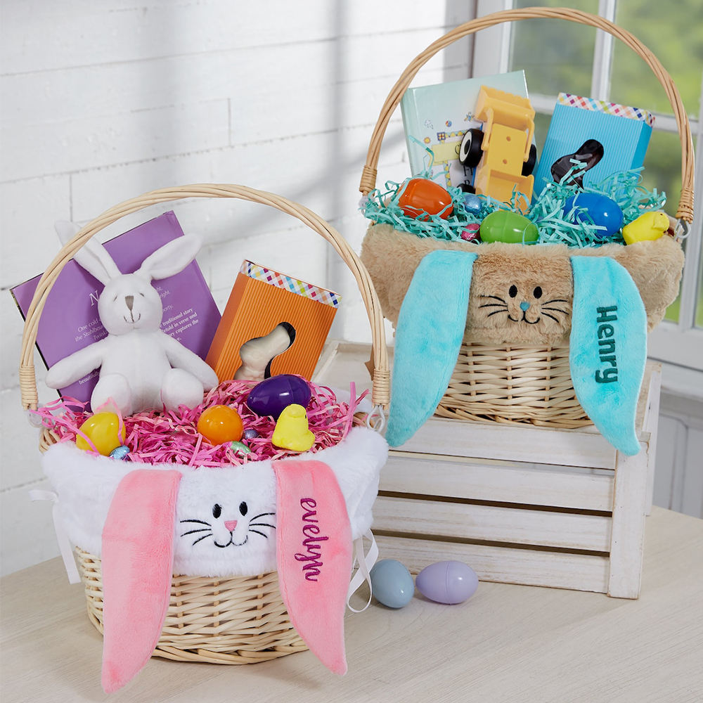 Personalized Embroidered Easter Bunny Basket Liner (Not Include Basket) | CWEaster86