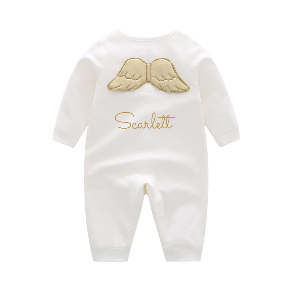 Personalized Baby Angel Wings Long Sleeve Romper | CWBaby120