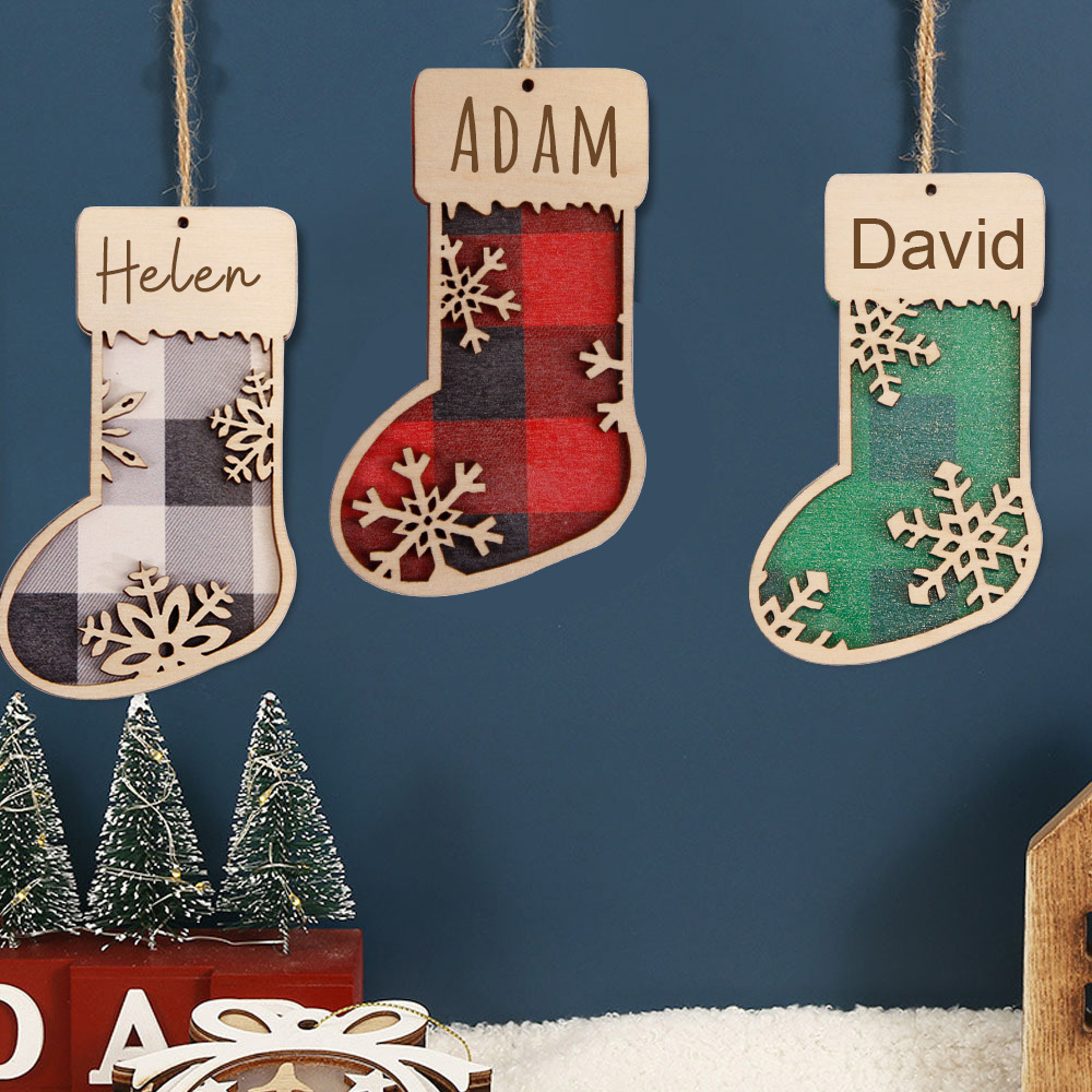 Personalized Wooden Christmas Stocking Ornaments | MCGift44