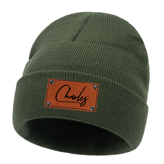 Personalized Leather Patch Kid & Adult Color Beanies for Comfort & Unique | HSKid23