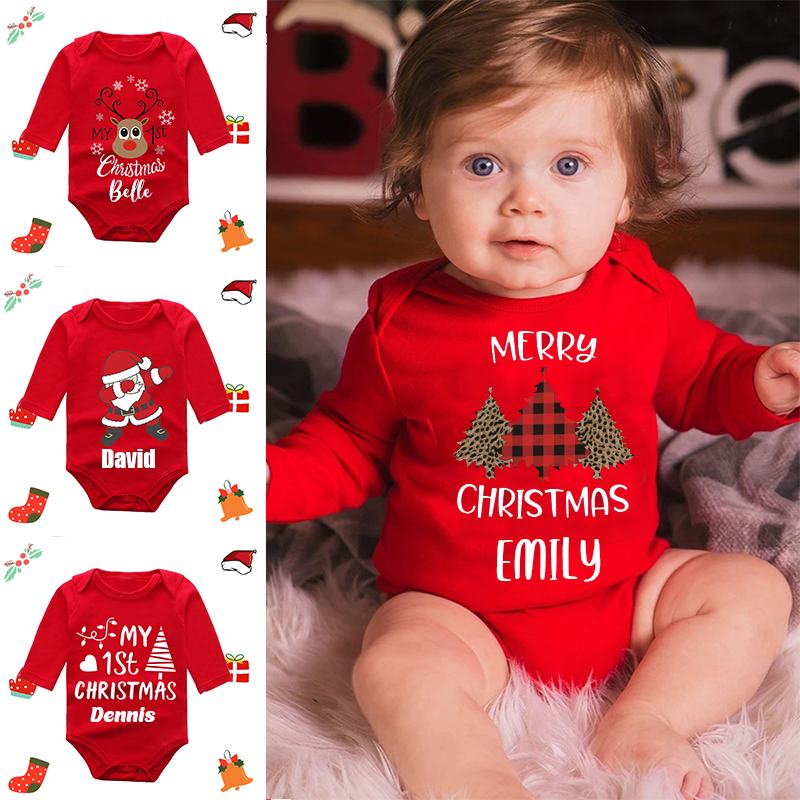 Personalized Baby Merry Christmas Red Ropmer | CWBaby103