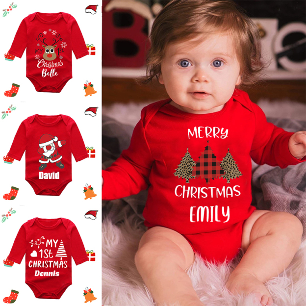 Personalized Baby Merry Christmas Red Ropmer | CWBaby103