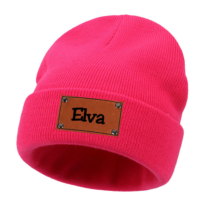 Personalized Leather Patch Kid & Adult Color Beanies for Comfort & Unique | HSKid23
