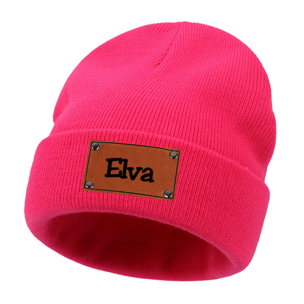 Personalized Leather Patch Kid & Adult Color Beanies for Comfort & Unique | HSKid23